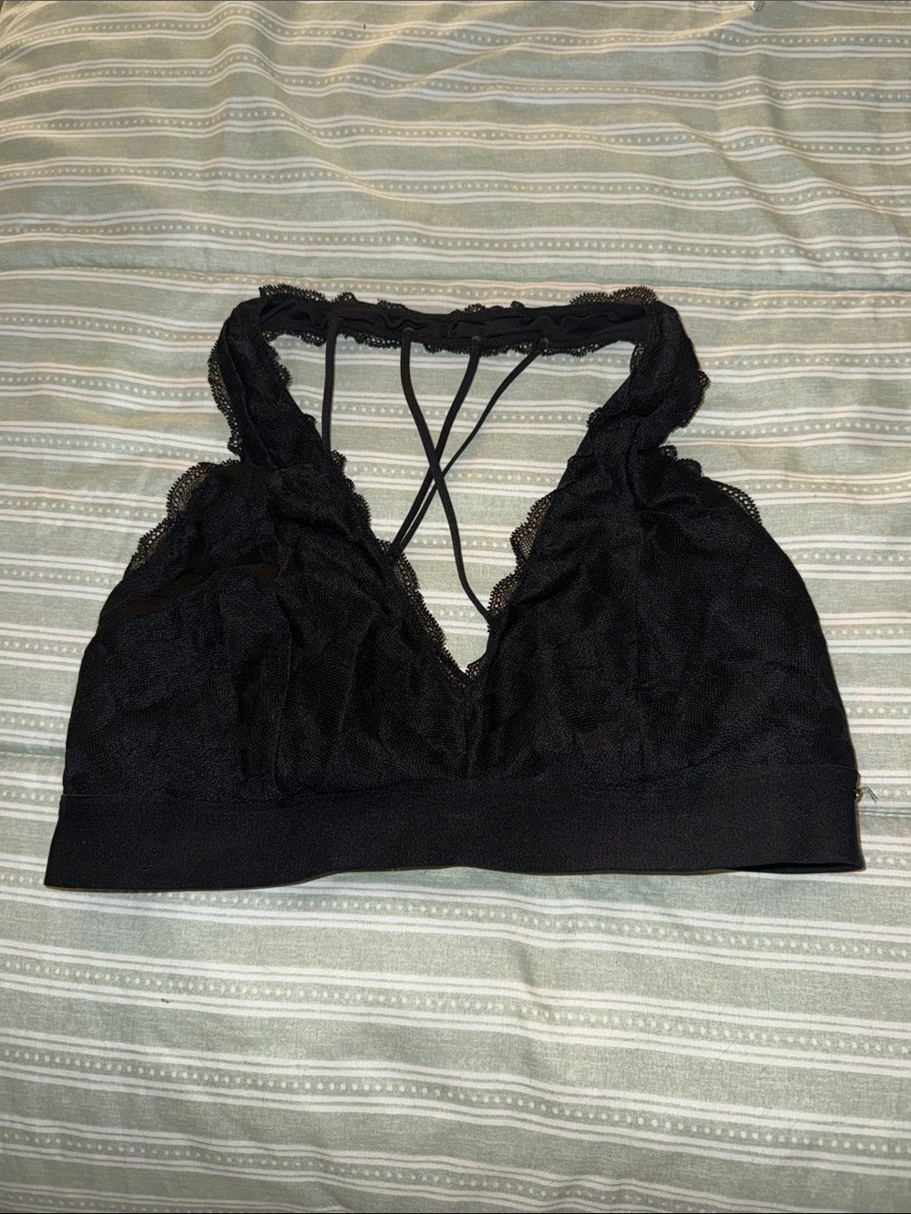 Victoria's Secret PINK Black Lace Bralette with Strappy Back
